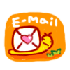 Two orange square icons with rounded corners showing a yellow snail on an envelope, each labeled "E-Mail" at the top and featuring small green grass-like shapes below the snail.