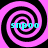 Four identical spiral patterns in pink and black with cyan text "snpo" overlaid on each, arranged in a