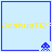 Four light blue squares with blue borders display yellow text and blue pixelated aliens, each square showing a different alien pose in sequence.