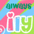 Pixelated icon with diagonal pink and blue stripes, green text 'always', 'n', 'forever' above stylized 'ily' in white outline.