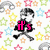 Pixelated cartoon character with black hair and crossed bones, set against a star-patterned background with text overlays.