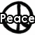 Black peace symbol with 'Peace' text overlay on white background, peace symbol with colorful floral background, and pink background with repeated peace symbols and 'PEACE' text.