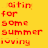 A 4-frame animated contact sheet showing a pixelated yellow background with red text repeating 'waiting for some summer loving' across four identical frames arranged in a 2x2 grid.