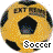 Six soccer-themed icons arranged in a , each featuring the word "Soccer" below it