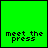 15 square with four distinct background colors, each containing pixelated text reading "meet the press" or partial "PANIC!" in black