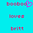 Pixelated text and heart symbols on cyan background, with pink lettering and a single animated heart replacing the final 'd' in 'boobod'.