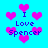 Pixelated blue background with pink hearts and purple text reading "I Love Spencer" in multiple positions.