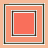 Six square frames with nested borders in coral, orange, yellow, green, blue, and purple arranged in a on solid backgrounds