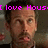 Pixelated image of a person with short dark hair and light skin, overlaid with bright pink text reading "I love Hous." against a muted background.