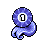 Pixel art icon of a blue, rounded creature with a white circular face and black number '1' inside it, set against gray background.