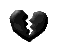 Two pixelated black broken heart icons on gray background, left icon shows smaller gap between fragments than right.