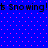 Blue background with pink dots and repeated black text 't Snowing! t Snowing!' in two horizontal