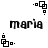 Black-and-white pixelated icon with repeating geometric shapes and the word 'maria' in stylized lowercase text, arranged in a pattern