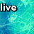 Pixelated text words 'live', 'laugh', and 'love' appear on a blue-green water-like background with a gray rectangle in the bottom right.