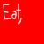 Four colored quadrants display text: red top-left with 'Eat,', orange top-right with 'Sleep', yellow bottom-left with 'Dance' and small brown symbols, gray bottom-right empty.