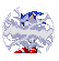 Blue anthropomorphic hedgehog with red shoes and white gloves stands in various poses surrounded by electric energy effects.