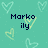 Pixelated teal background with light blue heart shapes and dark blue text reading 'Marko' above 'ily' in a blocky font.