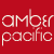 Static 50x50 pixel buddy icon featuring red background with white text 'amber pacific' in stylized lowercase font, rendered as low-resolution pixel art with visible dithering and partial transparency effects.