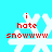 Pixelated white snowflake on cyan background with red text 'i hate snowwwww' overlaid, four variations showing different snowflake shapes.