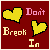 12 identical red square icons with yellow hearts and text, each showing a different color for the word 'Break' in sequence