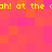 Pixelated of pink and orange squares with yellow text repeating 'oh! at the' across two horizontal bands