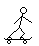 Pixelated stick figure on skateboard with varying foot positions and board details across four