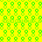 A bright yellow background filled with repeating green pixelated shapes resembling simplified human figures with circular heads and square bodies, some with wavy lines beneath them.