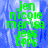 Green pixelated text listing names over a blue and white abstract background with visible animation changes.