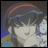 Pixelated anime-style character with dark hair and red headband, next to black background with white text reading 'AnimeIM' and 'com'