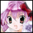 A pixelated anime-style character with pink hair and a red bow on the left, next to black background text reading "Anime IM" above smaller stylized "cOm" on the right.