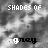A grayscale animated icon with 'SHADES OF' text above a changing word 'gray', showing pixelated transitions between letter states.