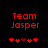 Two side-by-side pixelated red text displays reading 'Team Jasper' above a of red and dark red heart symbols on a black background