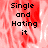 Pixelated text "Single and Hating it" on a red and white blurred background with a gray section on the right.
