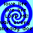 Blue and white spiral background with repeated text phrases in pixelated font across four identical quadrants.