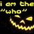 Yellow pixelated text and three pumpkin faces on a black background with one gray