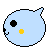 Light blue cartoon head with black eyes, yellow cheeks, and a small nose, showing multiple expressions and angles against a gray background.