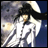 A 48x48 pixel buddy icon split into two frames showing a character with long white hair and black hat against a blue background, next to text reading "Anime IM" and "com" on a black background.
