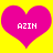 Two identical pink hearts on a yellow background with white text 'AZIM' centered inside each heart.