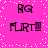 Pixelated text on a pink background with white dots, showing 'RG' and 'FLIRT!!!' in a pattern with slight variations between frames