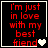 Red pixelated text on black background reads 'I'm just in love with my best friend' with a white heart icon, transitioning to gray heart icons in subsequent frames.