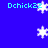 Blue background with cyan text 'Dchick22' and white snowflake icons scattered across the image.