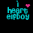 Pixelated cyan text 'i heart eifboy' with pink pixel art symbols above the 'i', changing from a solid heart to scattered dots