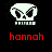 Pixelated skull icon with crossed bones below, red text 'hannah' beneath it on black background.