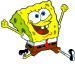 Yellow sponge character with green spots, white shirt, red tie, brown shorts, black shoes in six sequential running poses against gray background.