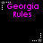 Pixelated text "Georgia Rules" in bright pink on black background with white and gray star icons, some stars have dotted lines.