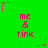 Green background with repeating pink text 'me & tink' and scattered star-shaped pixel clusters in green, red, and purple.