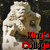 Pixelated image of a light-colored, textured object resembling a stone or ceramic figure with red text reading 'King's College' overlaid on the lower right.