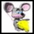 Pixelated mouse character with pink ears and yellow body holding a wedge of cheese, next to pixelated text reading "GOT CHEESE?" on black background.