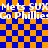 Blue and orange checkered background with repeated text "Mets SUX" and "Go Phillies."