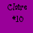 Four display identical pixelated text 'Clare #10' on solid backgrounds with varying color schemes